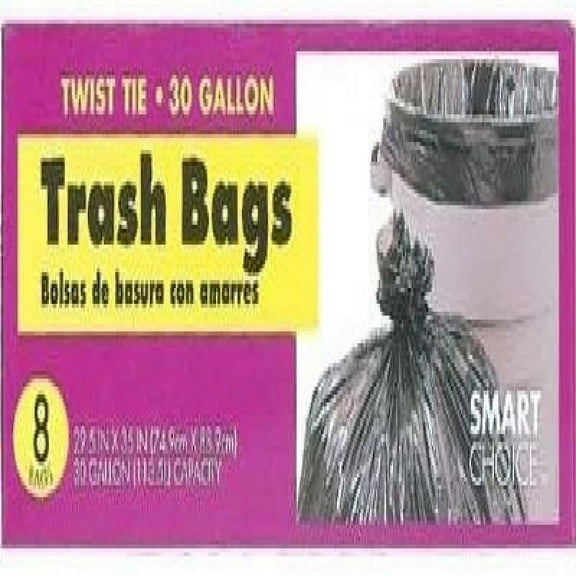 Smart Choice 30 Gallon Trash Bags, 8 ct (Pack of 24)