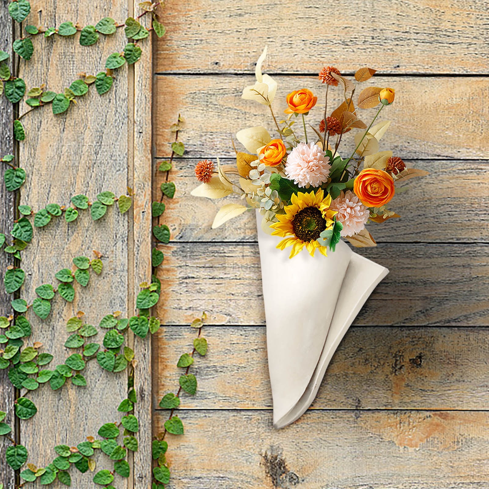 Jubipavy Flower Vase Vases for Decor Vases for Flowers Resin Napkin-Shaped Wall Hanging Planter Vase For Indoor Outdoor Decor