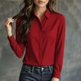 thumbnail image 6 of biudgviw Womens Dress Shirts Formal Fit Long Sleeve Tunic Tops Casual Button Down Collared Satin Blouse for Work Office, 6 of 7