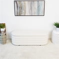 thumbnail image 3 of Calypso Mid-Century Modern16.73" Upholstered Fabric Bench in White, 3 of 7