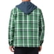 thumbnail image 3 of Chaqueta acolchada con capucha y cordón INSPIRE CHIC para hombre, con cremallera, estilo shacket de cuadros, color verde oscuro, 3 of 6
