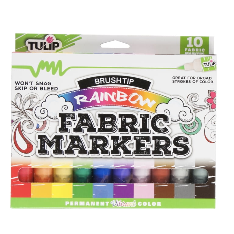 Tulip Fabric Markers Brush Tip, 10-Color Rainbow Set photo 1