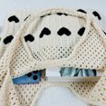 thumbnail image 6 of Yucurem Women Crochet Tote Handbag Heart Pattern Ladies Daily Handbag (Apricot Black) Fashion shoulder bag (D), 6 of 7