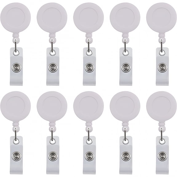 VANIDO 10 Pack Retractable ID Badge Holder Reels with Swivel Alligator Clip Bulk Pack Premium Badge (White)