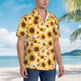 thumbnail image 2 of Salouo Brown Leaf Pattern Sunflower for Hawaiian Shirt for Men,Summer Beach Casual Short Sleeve Button Down Shirts Men's Regular-Fit Short-Sleeve Print Shirt -3X-Large, 2 of 6