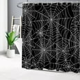 thumbnail image 3 of Scary Halloween Shower Curtain for Bathroom Decor, Horror Black and White Spider Web Shower Curtain Set Spooky Halloween Night Shower Curtain with Hooks, 72X72Inches, 3 of 6
