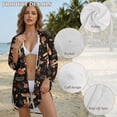 thumbnail image 6 of Xoenoiee Mushroom Leaves Star Print Women Swimsuit Cover Up V Neck Long Sleeve Button Front Beach Coverup Shirt Lapel Collar Beach Dress Blouse Plus Size, Size 3XL, 6 of 7