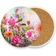 thumbnail image 2 of FREEAMG Bouquet Flowers Watercolor Coasters for Drinks Set of 2, Absorbent Ceramic Drink Coaster with Cork Base for Wooden Coffee Table, Cool Housewarming Gift for Home Decor, 2 of 5