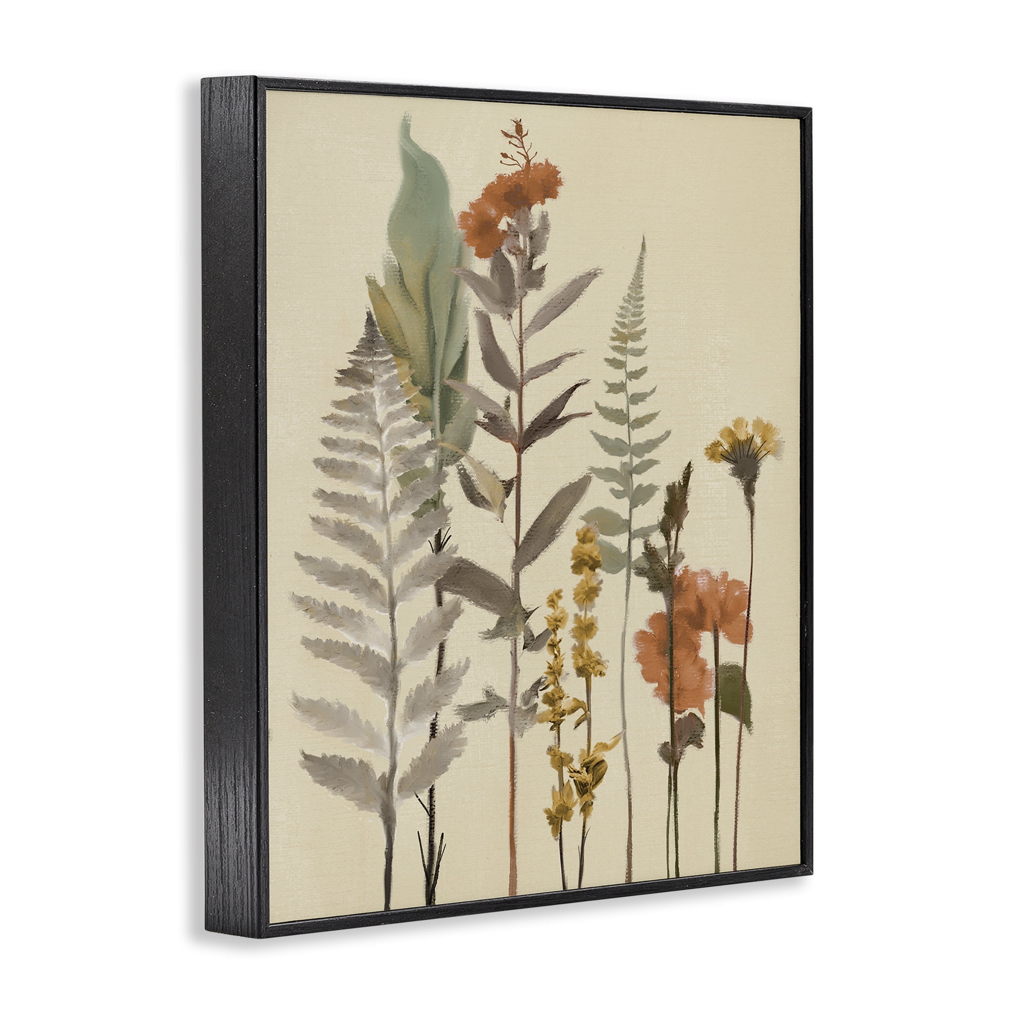 Stupell Industries Fall Botanicals and Ferns Black Framed Giclee Art, design by Elizabeth Medley