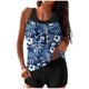 thumbnail image 2 of Trajes de baño Amzcrzy Tankini para mujer, trajes de baño, trajes de baño de dos piezas con control de abdomen, bikini informal con estampado conservador y espalda de tiras, azul, 2XL, 2 of 5