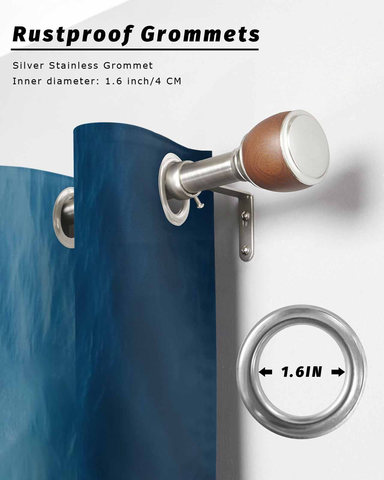 Blue Ombre Outdoor Curtains for Patio, Coastal Beach Modern Abstract Art Privacy Drapes Grommet Waterproof Outside Curtains for Porch/Cabana/Balcony 54"x 108", 2 Panel