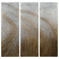 Empire Art Direct Gold Waves Textured Metallic Hand Painted Triptych Wall Art, 60" x 20" x 2", Ready to Hang