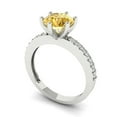 thumbnail image 2 of 1.71ct Round Cut Yellow Natural Citrine 18k White Gold Engraving Statement Bridal Wedding Designer Ring Size 5.5, 2 of 5