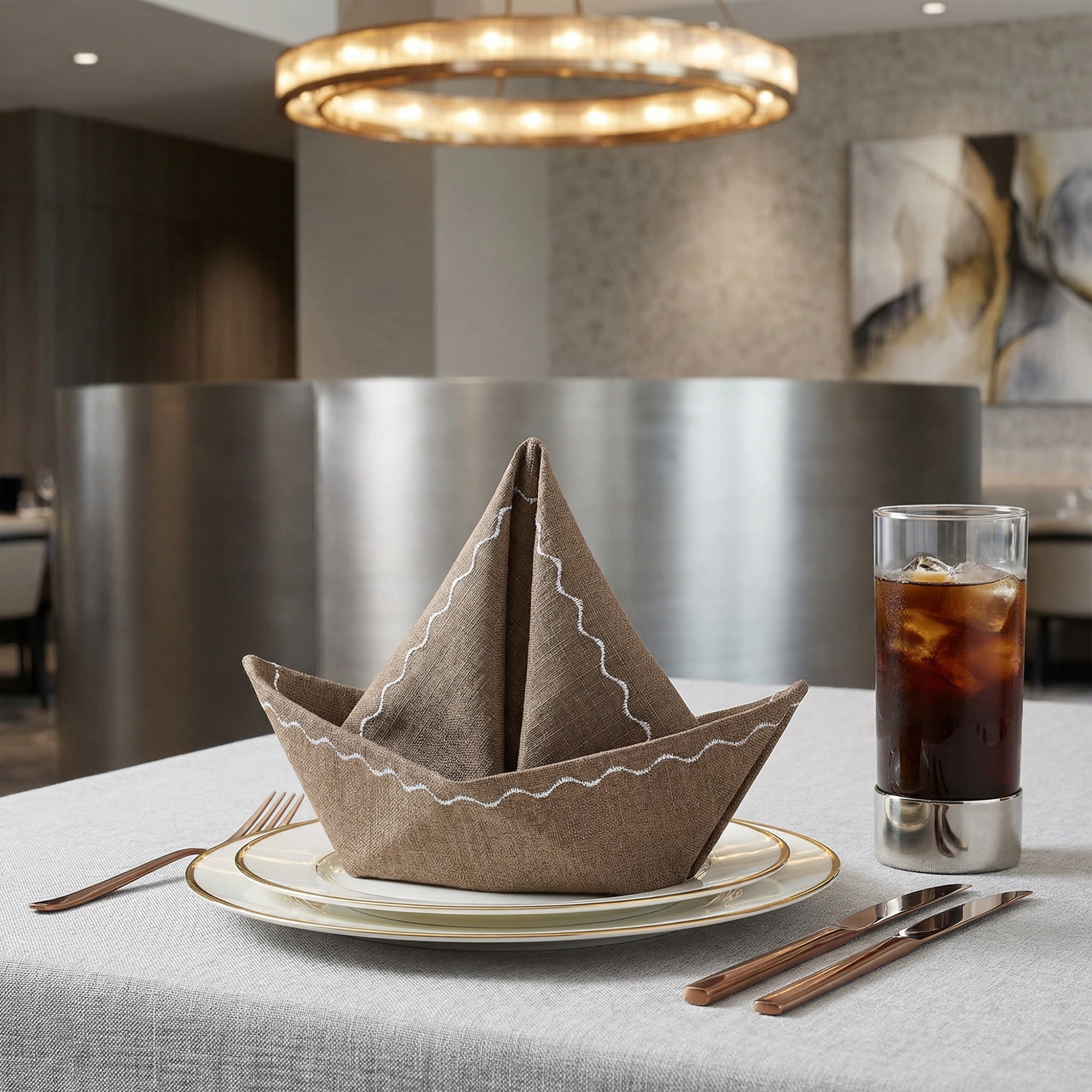 Unique Bargains 6Pcs Linen Washable Reusable Cloth Napkins Caramel 20x20inch