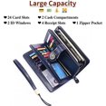 thumbnail image 4 of Wallets For Women Leather Credit Card Holder With Rfid Blocking Large Capacity Wristlet, 1-wax-blue-3, 4 of 5
