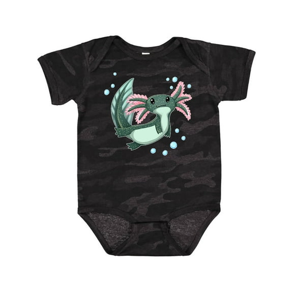 Inktastic Cute Axolotl swimming with bubbles Boys or Girls Baby Bodysuit