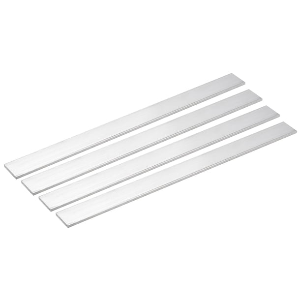 Barra plana de aluminio cuadrada, paquete de 4, grosor de 1/8", ancho de 1", longitud de 12"