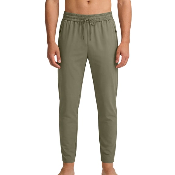 Mifsaly Plus Size Casual Tapered Pants for Men Lightweight Golf Trousers Elastic Waist Drawstring with Zipper Pockets Slim Fit Breathable Work Travel Pant L