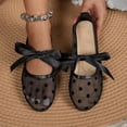 thumbnail image 4 of SuTry Women's Round Toe Mesh Flats Polka Dot Pattern Satin Bow Tie Slip On Breathable Lightweight Comfortable Casual Walking Shoes(40), 4 of 9