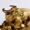 thumbnail image 2 of Firefly Hope Feng Shui Fortune Brass W Street Bull Statue, Sculpture Home Decoration Golden Copper Bull Represents Good Luck of Career and Wealth,Style E,Small, 2 of 4