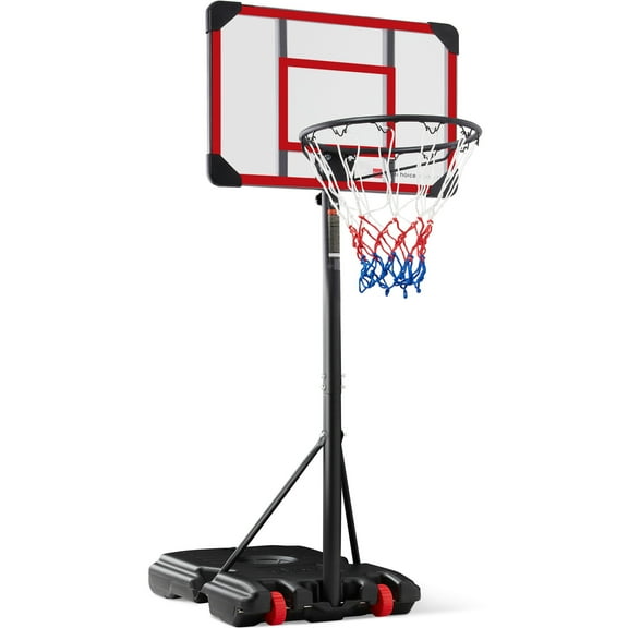 Best Choice Products Kids Height-Adjustable Basketball Hoop, Portable Backboard System w/ 2 Wheels - Clear