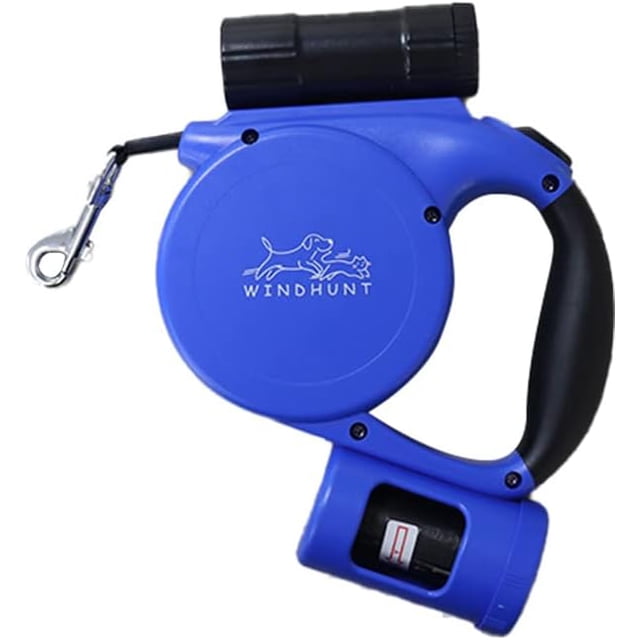 YSTINNG Retractable Dog Leash with Flashlight,Dispenser and Poop Bag Heavy-Duty Nylon Tape for Small,Medium Dogs and Cats One-Handed Brake and Lock.360°Tangle-Free.(Blue) DYF329-2225