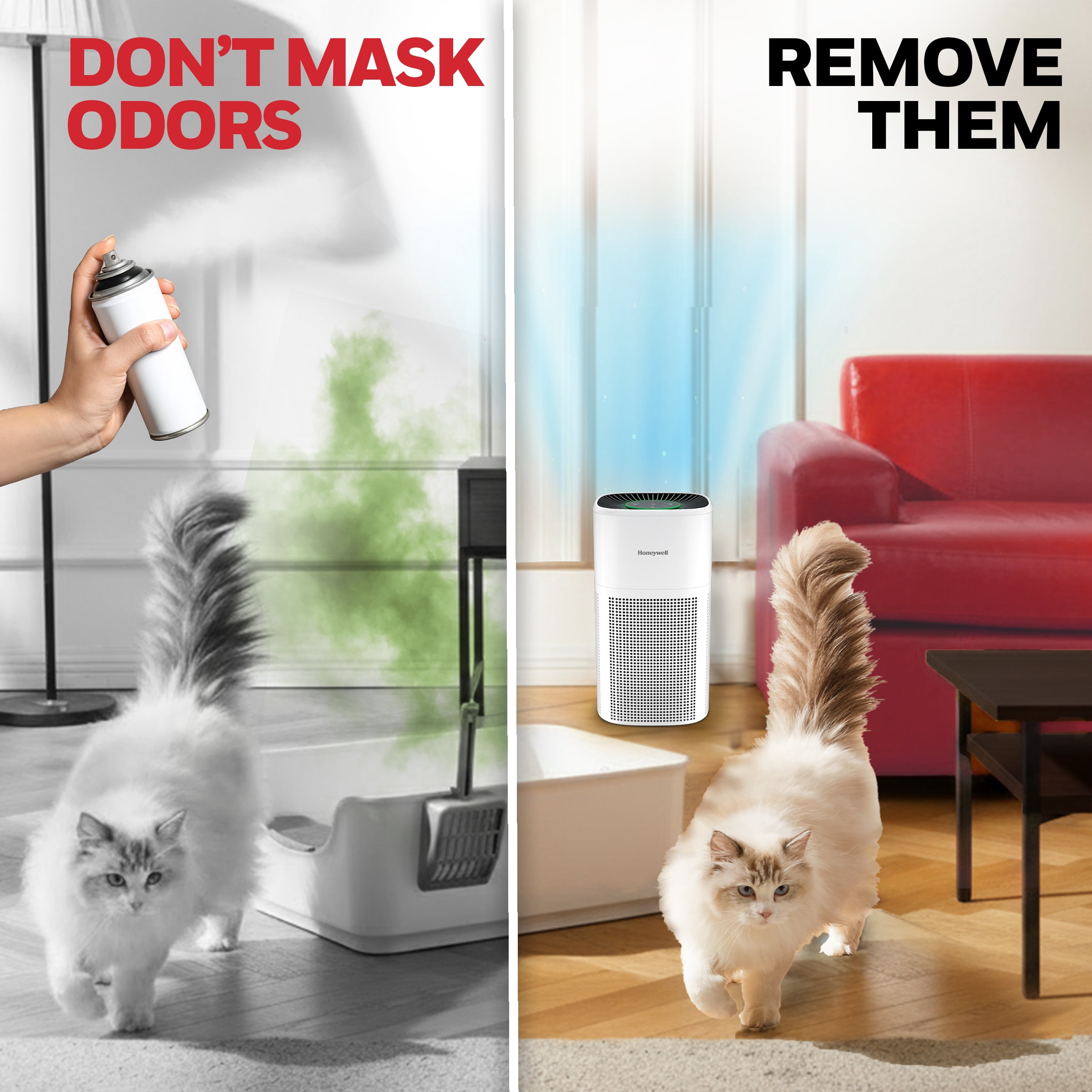 Honeywell Allergen Plus 1080 Sq. Ft 4-in-1 HEPA Air Purifier, Auto Mode Reduces Pet Dander, Smoke & Odors, White