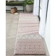 thumbnail image 6 of Well Woven Tribal Diamond Stripes Shag Blush Pink Cozy 1" Thick Runner Rug 2x7 (2'3" x 7'3"), 6 of 7