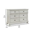thumbnail image 5 of Lea 54 Inch Wide Dresser Chest, 6 Gliding Drawers, Wooden Bun Feet, White, 5 of 6