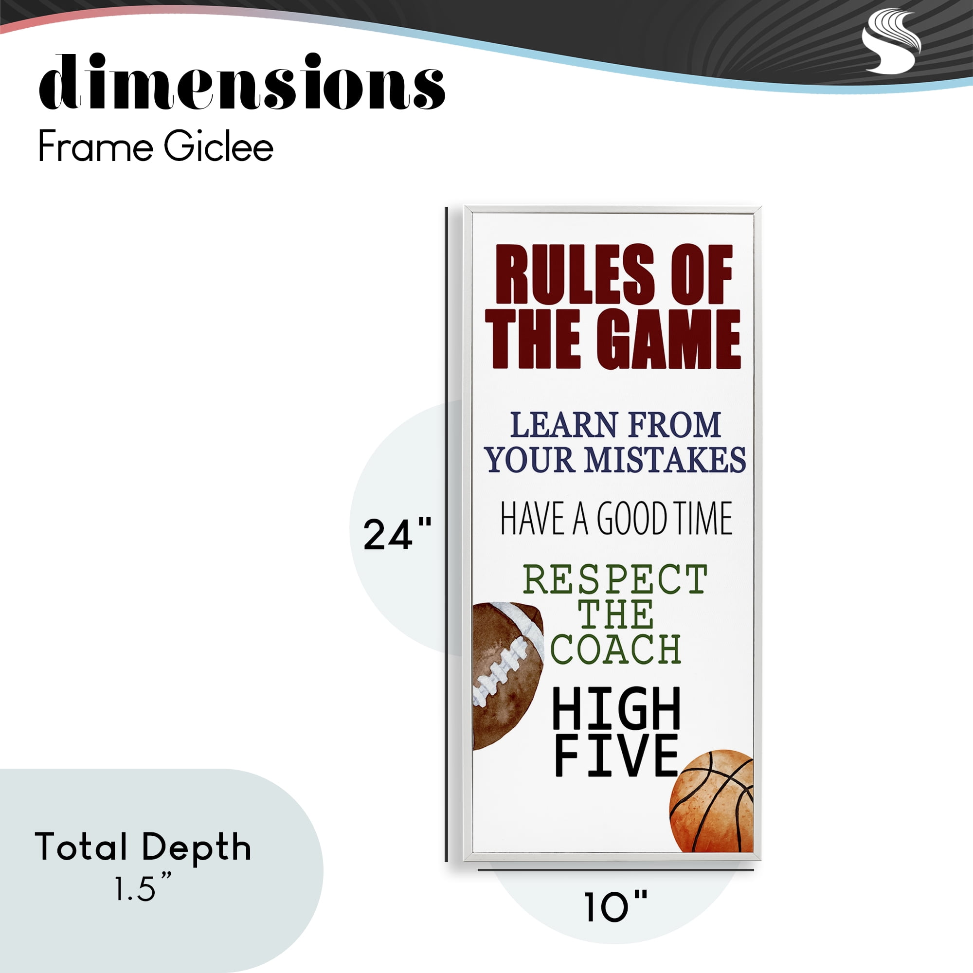 Motivational Rules Of The Game White Framed Giclee Art, design by Kim Allen