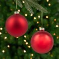 thumbnail image 3 of Northlight 2-Finish Christmas Ball Glass Ornaments - 3.25" (80mm) - Red - 6ct, 3 of 9