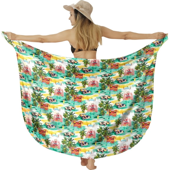 LA LEELA Women's Beachwear Summer Beach Bikini Wraps Sarong Coverups Wrap Skirt Swimsuit Swimwear Swim Cover up for Women One Size Shamrock, Holiday