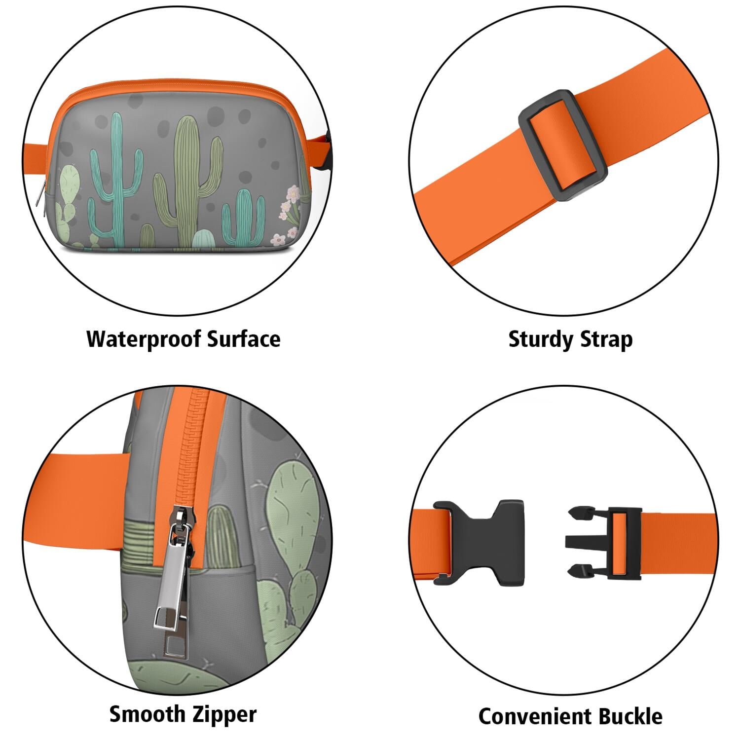 Waist Packs Bag Cactus Belt Bag Sporty Waist Pack for Women Casual Waist Packs with Adjustable Strap Waterproof Belt Bag for Daily Leisure Music Festival/Event