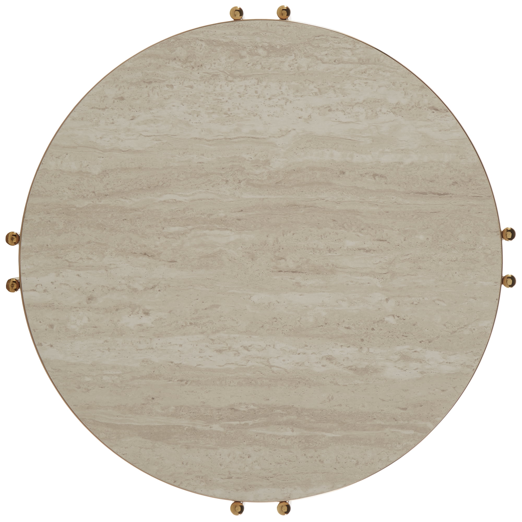 Weston Home Shaelyn Round Gold Cocktail Table with Faux Marble Top and Mirror Shelf