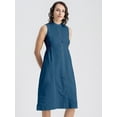 thumbnail image 2 of Moomaya Womens Solid Cotton Midi Dress, Sleeveless Summer Dress With Buttoned Closure, 2 of 8