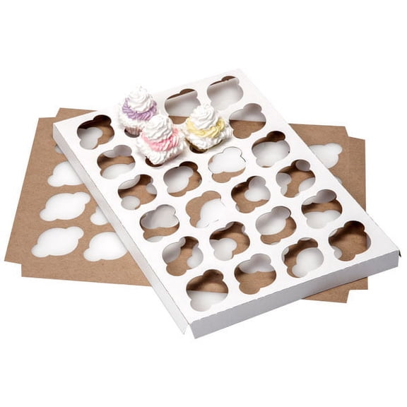 Pack Of 100, Mini 100% Recycled Cupcake Holder W/24 Cupcakes 13-15/16 X 9-15/16 X 3/4" Made In USA