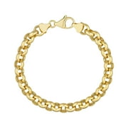 JEWELRY ADDICT 14K Yellow Gold 7.50" 8.00mm Hollow Rolo Chain Bracelet - Unisex