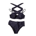 thumbnail image 2 of Conjunto de Bikini de 2 piezas para mujer, bañador con correa ajustable, Halter, triángulo de corte alto, con tiras, de , de M, 2 of 8