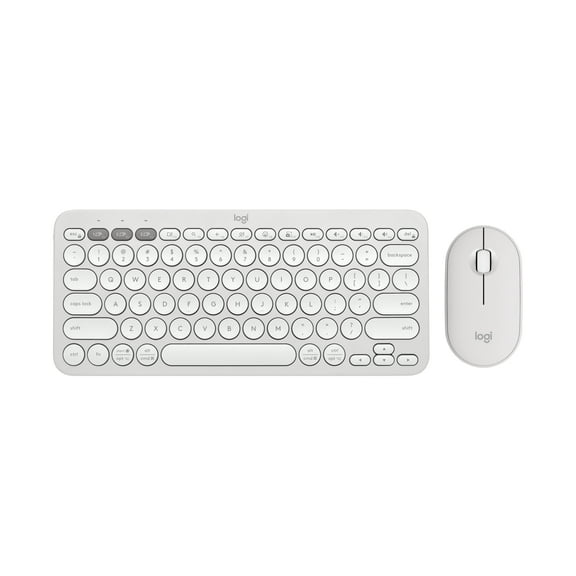 Logitech Pebble 2 Combo Wireless Quiet Keyboard and Mouse, Customisable, Logi Bolt, Bluetooth, Easy-Switch for Windows, macOS, iPadOS, Chrome - Tonal White