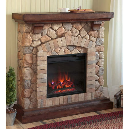 Stacked Stone Electric Quartz Fireplace Heater / Ventless (Best Stone For Fireplace Hearth)