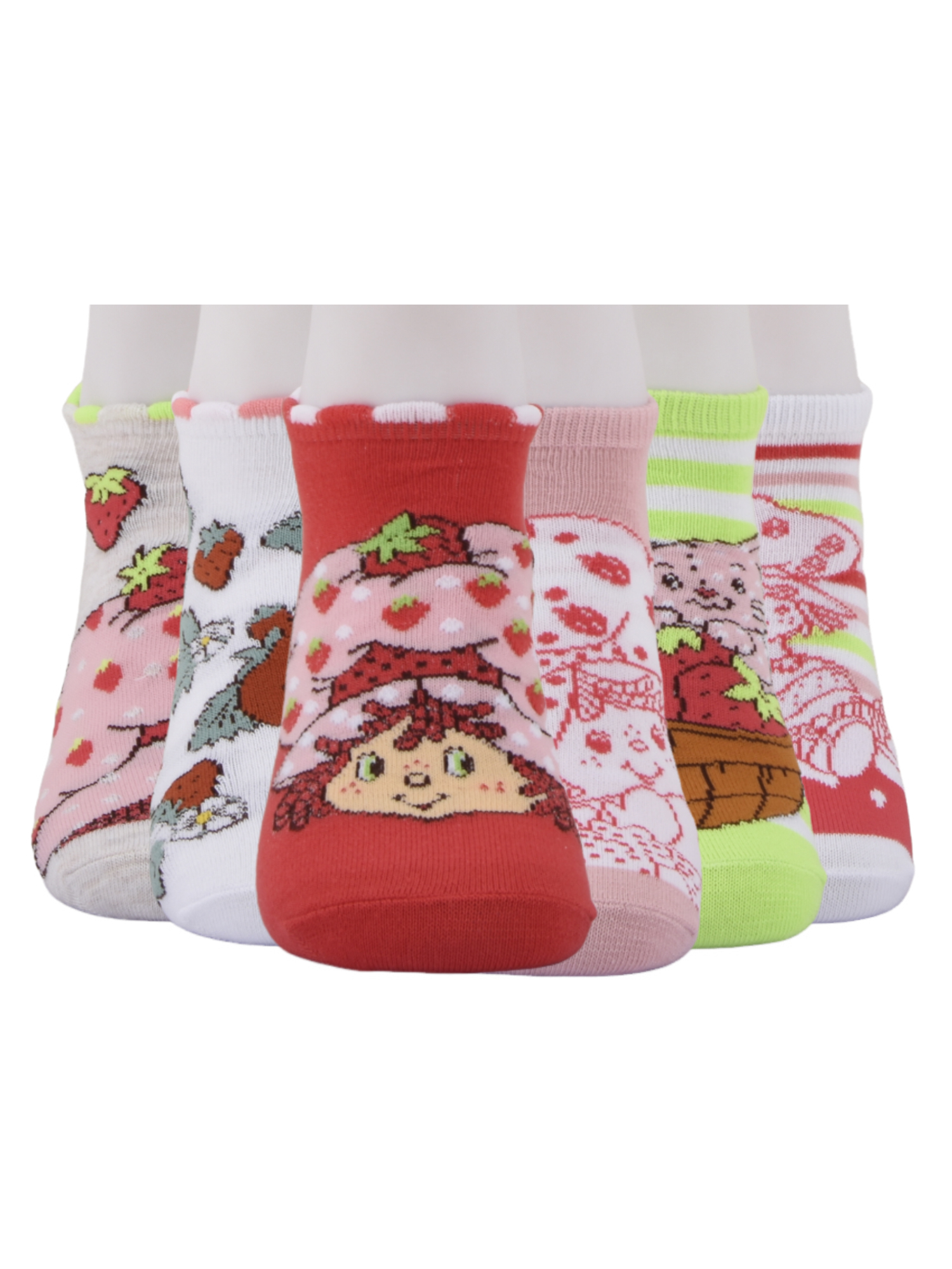 Strawberry Shortcake Girls No-Show Socks, 6-pack, Sizes S-L