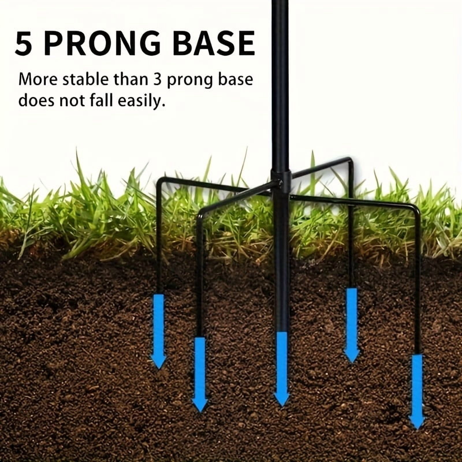2 Pack Heavy Duty Adjustable Outdoor Shepherd Hooks, 5-Prong Base Rustproof Metal Hooks for Hanging Plants Bird Feeders, Garden Wedding Farmhouse Decor