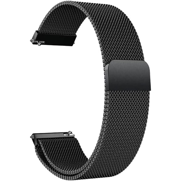 Compatible with Galaxy Watch 3 45mm/Samsung Galaxy Watch 46mm/Gear S3 Frontier/Classic Band, 22mm Stainless Steel Strap Replacement for Ticwatch Pro Smartwatch (Black)