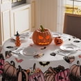 thumbnail image 3 of Pink Spooky Pumpkin Boo Halloween Tablecloth Round Washable Table Covers for Indoor Outdoor Dining Home Party Decorations Table Cloth 70x70 Inch, 3 of 5