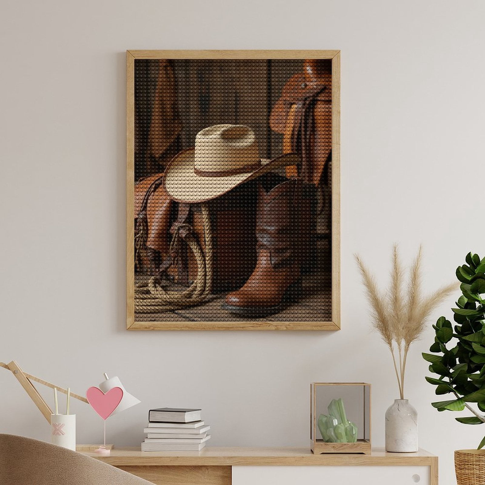 Diamond Art Kits for Adults, Cowboy Gear Rustic Chest Boot Hat 5D Diamond Painting Kits for Adults Beginners, DIY Full Drill Diamond Painting, Gem Art and Crafts 12x16