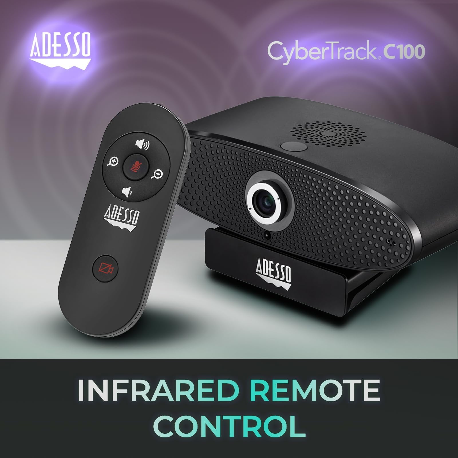 Adesso 4K Webcam for Conference and Meeting Room, PC and Laptop with Remote Control Ultra HD Boardroom Camera with 8MP CMOS Sensor, Adjustable View Angle, 4X Zoom, Clear Speaker, and Microphone