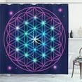 thumbnail image 1 of Mandala Shower Curtain, Flower of Life Design on Dark Toned Background with Ombre Effect, Fabric Bathroom Set with Hooks, 69W X 75L Inches Long, Indigo Pale Blue and Violet, by Ambesonne, 1 of 3