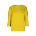 thumbnail image 6 of Htigea Women's Casual 3/4 Sleeve T-Shirts Round Neck Tunic Tops Basic Tees Blouses Loose Fit Pullover Yellow,3XL, 6 of 6