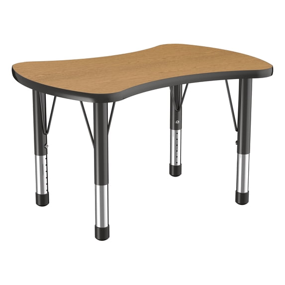 ECR4Kids Collaborative Bowtie Premium Thermo-Fused Adjustable Activity Table Oak/Black/Black - Chunky Leg