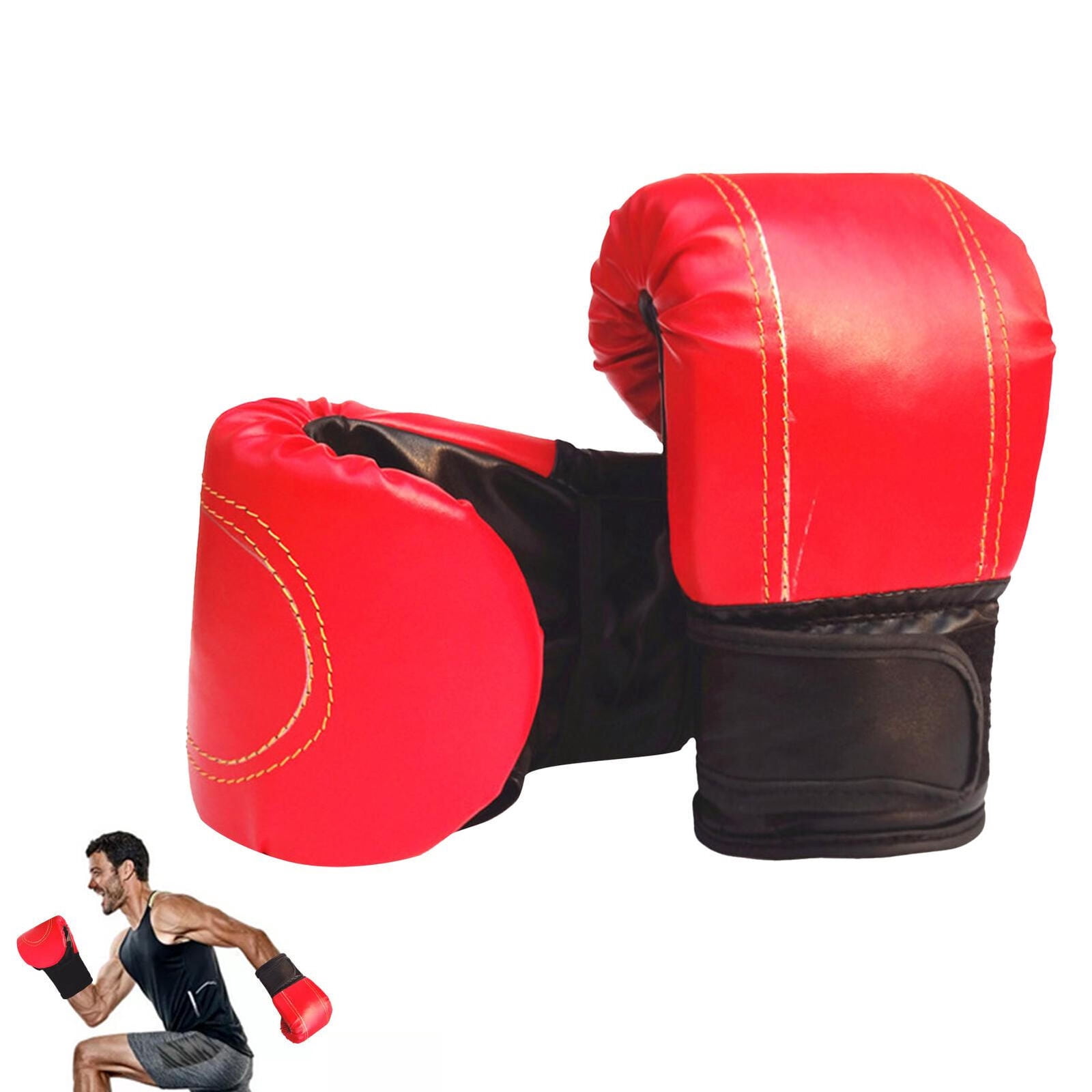 PU Leather Boxing Gloves For Adults MMA Sparring Punch Bag Training Gloves Red